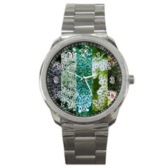 Queen Annes Lace Vertical Slice Collage Sport Metal Watch by okhismakingart