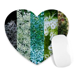 Queen Annes Lace Vertical Slice Collage Heart Mousepads by okhismakingart