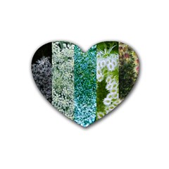 Queen Annes Lace Vertical Slice Collage Rubber Coaster (heart)  by okhismakingart