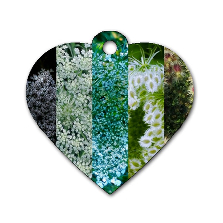 Queen Annes Lace Vertical Slice Collage Dog Tag Heart (One Side)