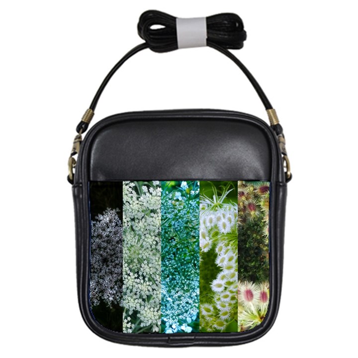 Queen Annes Lace Vertical Slice Collage Girls Sling Bag