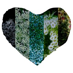 Queen Annes Lace Vertical Slice Collage Large 19  Premium Heart Shape Cushions by okhismakingart