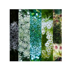 Queen Annes Lace Vertical Slice Collage Small Satin Scarf (square) by okhismakingart