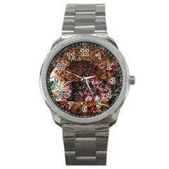 Queen Annes Lace Horizontal Slice Collage Sport Metal Watch by okhismakingart