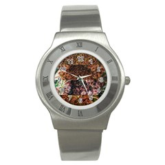 Queen Annes Lace Horizontal Slice Collage Stainless Steel Watch by okhismakingart