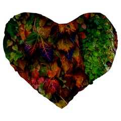 Fall Ivy Large 19  Premium Flano Heart Shape Cushions by okhismakingart