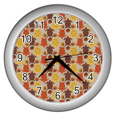 Sea Turtle Sea Life Pattern Wall Clock (Silver)