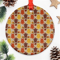 Sea Turtle Sea Life Pattern Round Ornament (Two Sides)