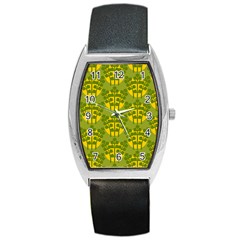 Texture Plant Herbs Green Barrel Style Metal Watch by Mariart