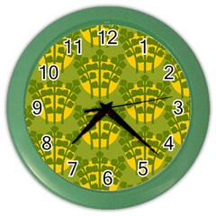 Texture Plant Herbs Green Color Wall Clock