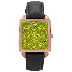 Texture Plant Herbs Green Rose Gold Leather Watch  by Mariart