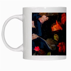 Leaves And Puddle White Mugs by okhismakingart