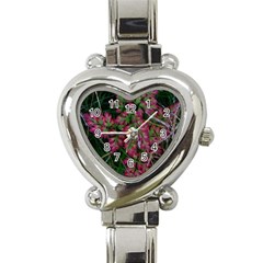 Pink-fringed Leaves Heart Italian Charm Watch by okhismakingart