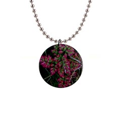 Pink-fringed Leaves 1  Button Necklace by okhismakingart