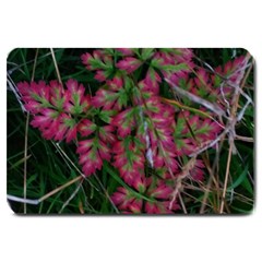 Pink-fringed Leaves Large Doormat  by okhismakingart