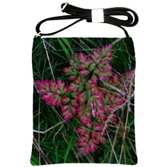 Pink-fringed Leaves Shoulder Sling Bag by okhismakingart