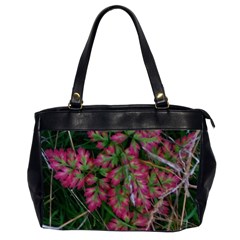 Pink-fringed Leaves Oversize Office Handbag (2 Sides) by okhismakingart