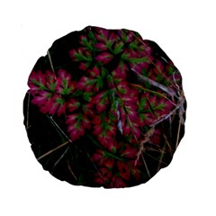 Pink-fringed Leaves Standard 15  Premium Round Cushions by okhismakingart