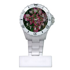 Pink-fringed Leaves Plastic Nurses Watch by okhismakingart