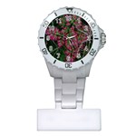 Pink-Fringed Leaves Plastic Nurses Watch Front