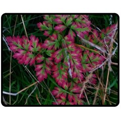 Pink-fringed Leaves Double Sided Fleece Blanket (medium)  by okhismakingart