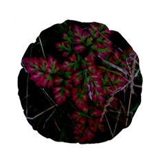 Pink-fringed Leaves Standard 15  Premium Flano Round Cushions by okhismakingart