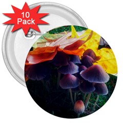 Mushrooms 3  Buttons (10 Pack)  by okhismakingart