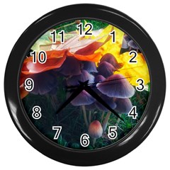 Mushrooms Wall Clock (black) by okhismakingart