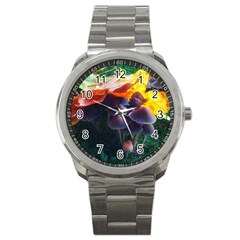 Mushrooms Sport Metal Watch by okhismakingart