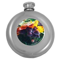 Mushrooms Round Hip Flask (5 Oz) by okhismakingart