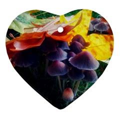 Mushrooms Heart Ornament (two Sides) by okhismakingart