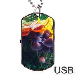 Mushrooms Dog Tag Usb Flash (one Side) by okhismakingart