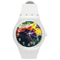 Mushrooms Round Plastic Sport Watch (m) by okhismakingart