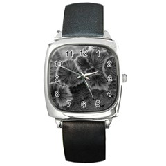 Tree Fungus Black And White Square Metal Watch by okhismakingart