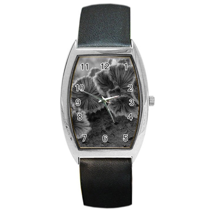 Tree Fungus Black and White Barrel Style Metal Watch