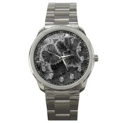 Tree Fungus Black And White Sport Metal Watch by okhismakingart