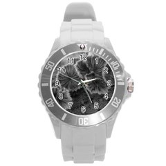 Tree Fungus Black And White Round Plastic Sport Watch (l) by okhismakingart