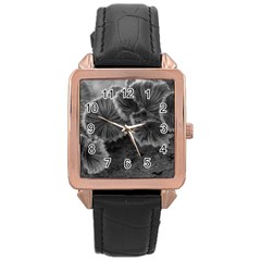 Tree Fungus Black And White Rose Gold Leather Watch  by okhismakingart