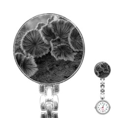 Tree Fungus Black And White Stainless Steel Nurses Watch by okhismakingart