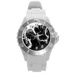 Tree Fungus High Contrast Round Plastic Sport Watch (l) by okhismakingart