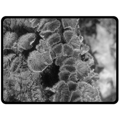 Tree Fungus Branch Vertical Black And White Fleece Blanket (large)  by okhismakingart