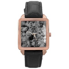 Tree Fungus Branch Vertical Black And White Rose Gold Leather Watch  by okhismakingart