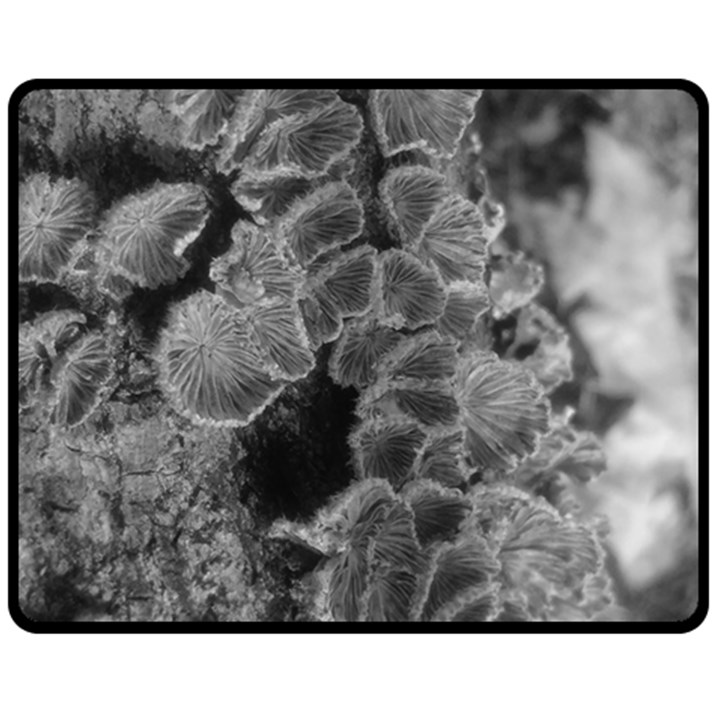 Tree Fungus Branch Vertical Black and White Double Sided Fleece Blanket (Medium) 