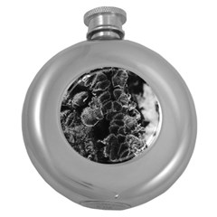 Tree Fungus Branch Vertical High Contrast Round Hip Flask (5 Oz) by okhismakingart