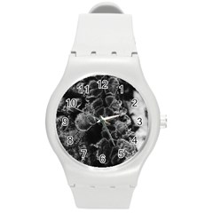 Tree Fungus Branch Vertical High Contrast Round Plastic Sport Watch (m) by okhismakingart