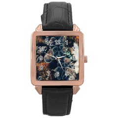 Tree Fungus Branch Vertical Rose Gold Leather Watch  by okhismakingart