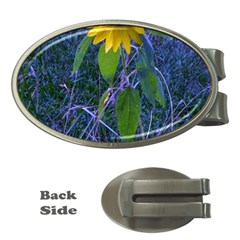 Blue Sunflower Money Clips (oval)  by okhismakingart