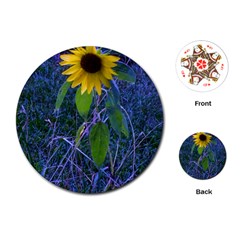 Blue Sunflower Playing Cards (round) by okhismakingart