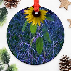 Blue Sunflower Round Ornament (two Sides) by okhismakingart