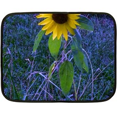 Blue Sunflower Double Sided Fleece Blanket (mini)  by okhismakingart